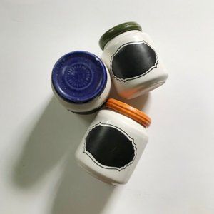 Ceramic Mini Jar Trio w Chalkboard Label